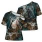 Atum Cross Shoulder Shirt Ancient Egyptian Teal Marble Smoke, Solar Barque Crown, Creator Deity Statue - African Pride