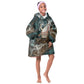 Atum Kid Wearable Blanket Hoodie Ancient Egyptian Teal Marble Smoke, Solar Barque Crown, Creator Deity Statue - African Pride