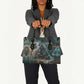 Atum Leather Bag Ancient Egyptian Teal Marble Smoke, Solar Barque Crown, Creator Deity Statue - African Pride