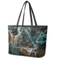 Atum Leather Tote Bag Ancient Egyptian Teal Marble Smoke, Solar Barque Crown, Creator Deity Statue - African Pride