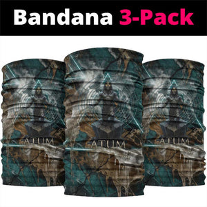 Atum Neck Gaiter Ancient Egyptian Teal Marble Smoke, Solar Barque Crown, Creator Deity Statue - African Pride