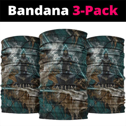 Atum Neck Gaiter Ancient Egyptian Teal Marble Smoke, Solar Barque Crown, Creator Deity Statue - African Pride