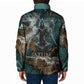 Atum Padded Jacket Ancient Egyptian Teal Marble Smoke, Solar Barque Crown, Creator Deity Statue - African Pride
