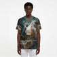 Atum Scrub Top Ancient Egyptian Teal Marble Smoke, Solar Barque Crown, Creator Deity Statue - African Pride