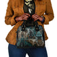 Atum Shoulder Handbag Ancient Egyptian Teal Marble Smoke, Solar Barque Crown, Creator Deity Statue - African Pride