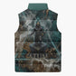 Atum Sleeveless Puffer Jacket Ancient Egyptian Teal Marble Smoke, Solar Barque Crown, Creator Deity Statue - African Pride