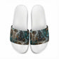 Atum Slide Sandals Ancient Egyptian Teal Marble Smoke, Solar Barque Crown, Creator Deity Statue - African Pride