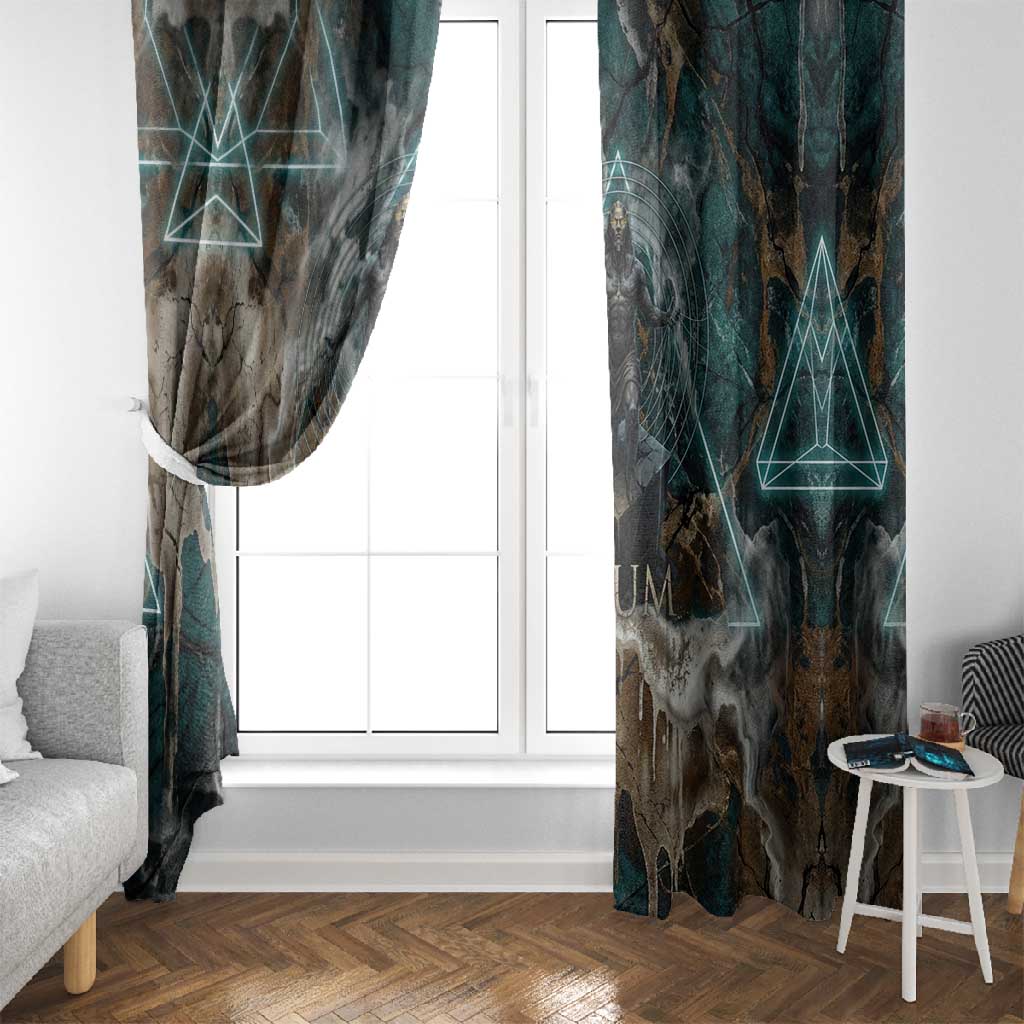 Atum Window Curtain Ancient Egyptian Teal Marble Smoke, Solar Barque Crown, Creator Deity Statue - African Pride