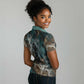 Atum Women Polo Shirt Ancient Egyptian Teal Marble Smoke, Solar Barque Crown, Creator Deity Statue - African Pride
