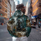 Atum Zip Hoodie Ancient Egyptian Teal Marble Smoke, Solar Barque Crown, Creator Deity Statue - African Pride