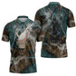 Atum Zipper Polo Shirt Ancient Egyptian Teal Marble Smoke, Solar Barque Crown, Creator Deity Statue - African Pride
