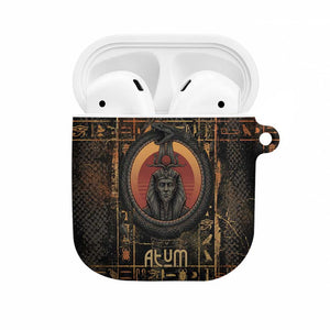 Atum Ancient Egyptian AirPods Case with Dark Hieroglyph Grid, Ouroboros Serpent Ring and The Final Serpent - African Pride
