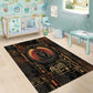 Atum Ancient Egyptian Area Rug with Dark Hieroglyph Grid, Ouroboros Serpent Ring and The Final Serpent - African Pride