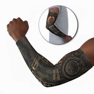 Atum Ancient Egyptian Arm Sleeves with Dark Hieroglyph Grid, Ouroboros Serpent Ring and The Final Serpent - African Pride