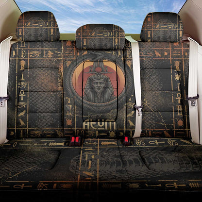 Atum Ancient Egyptian Back Car Seat Cover with Dark Hieroglyph Grid, Ouroboros Serpent Ring and The Final Serpent - African Pride