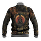 Atum Ancient Egyptian Baseball Jacket with Dark Hieroglyph Grid, Ouroboros Serpent Ring and The Final Serpent - African Pride