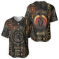 Atum Ancient Egyptian Baseball Jersey with Dark Hieroglyph Grid, Ouroboros Serpent Ring and The Final Serpent - African Pride