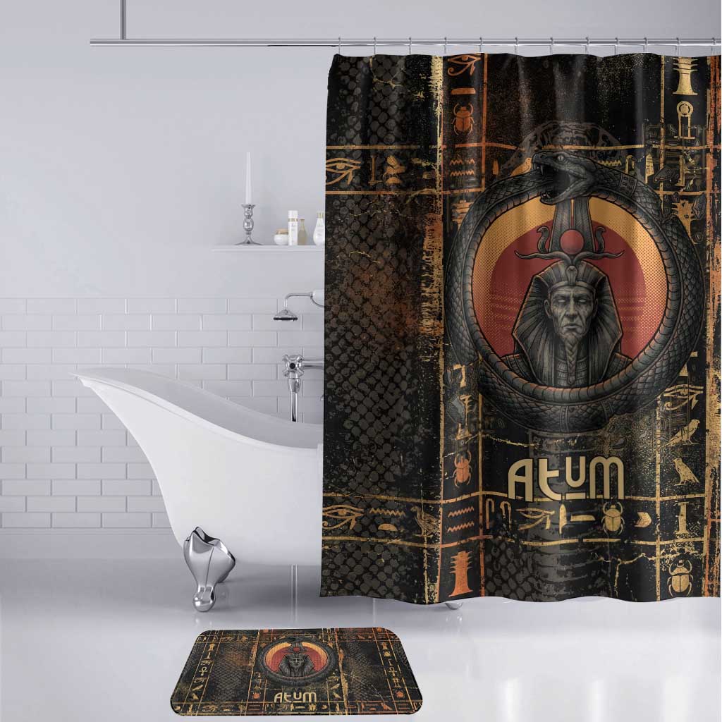 Atum Ancient Egyptian Bathroom Set with Dark Hieroglyph Grid, Ouroboros Serpent Ring and The Final Serpent - African Pride