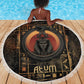 Atum Ancient Egyptian Beach Blanket with Dark Hieroglyph Grid, Ouroboros Serpent Ring and The Final Serpent - African Pride