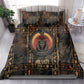 Atum Ancient Egyptian Bedding Set with Dark Hieroglyph Grid, Ouroboros Serpent Ring and The Final Serpent - African Pride