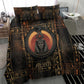 Atum Ancient Egyptian Bedding Set with Dark Hieroglyph Grid, Ouroboros Serpent Ring and The Final Serpent - African Pride