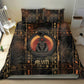 Atum Ancient Egyptian Bedding Set with Dark Hieroglyph Grid, Ouroboros Serpent Ring and The Final Serpent - African Pride