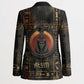 Atum Ancient Egyptian Blazer with Dark Hieroglyph Grid, Ouroboros Serpent Ring and The Final Serpent - African Pride