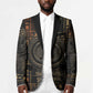 Atum Ancient Egyptian Blazer with Dark Hieroglyph Grid, Ouroboros Serpent Ring and The Final Serpent - African Pride