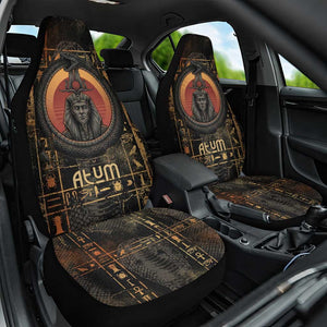 Atum Ancient Egyptian Car Seat Cover with Dark Hieroglyph Grid, Ouroboros Serpent Ring and The Final Serpent - African Pride