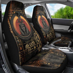 Atum Ancient Egyptian Car Seat Cover with Dark Hieroglyph Grid, Ouroboros Serpent Ring and The Final Serpent - African Pride