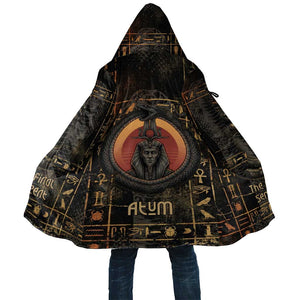 Atum Ancient Egyptian Cloak with Dark Hieroglyph Grid, Ouroboros Serpent Ring and The Final Serpent - African Pride