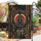 Atum Ancient Egyptian Garden Flag with Dark Hieroglyph Grid, Ouroboros Serpent Ring and The Final Serpent - African Pride