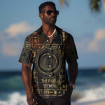 Atum Ancient Egyptian Hawaiian Shirt with Dark Hieroglyph Grid, Ouroboros Serpent Ring and The Final Serpent - African Pride