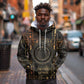 Atum Ancient Egyptian Hoodie with Dark Hieroglyph Grid, Ouroboros Serpent Ring and The Final Serpent - African Pride