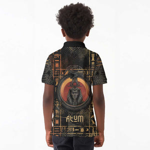 Atum Ancient Egyptian Kid Polo Shirt with Dark Hieroglyph Grid, Ouroboros Serpent Ring and The Final Serpent - African Pride