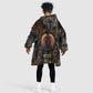 Atum Ancient Egyptian Kid Wearable Blanket Hoodie with Dark Hieroglyph Grid, Ouroboros Serpent Ring and The Final Serpent - African Pride
