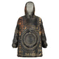 Atum Ancient Egyptian Kid Wearable Blanket Hoodie with Dark Hieroglyph Grid, Ouroboros Serpent Ring and The Final Serpent - African Pride
