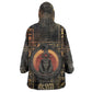 Atum Ancient Egyptian Kid Wearable Blanket Hoodie with Dark Hieroglyph Grid, Ouroboros Serpent Ring and The Final Serpent - African Pride