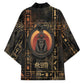 Atum Ancient Egyptian Kimono with Dark Hieroglyph Grid, Ouroboros Serpent Ring and The Final Serpent - African Pride