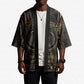 Atum Ancient Egyptian Kimono with Dark Hieroglyph Grid, Ouroboros Serpent Ring and The Final Serpent - African Pride