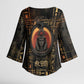 Atum Ancient Egyptian Kimono Sleeve Blouse with Dark Hieroglyph Grid, Ouroboros Serpent Ring and The Final Serpent - African Pride