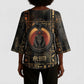 Atum Ancient Egyptian Kimono Sleeve Blouse with Dark Hieroglyph Grid, Ouroboros Serpent Ring and The Final Serpent - African Pride