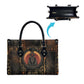 Atum Ancient Egyptian Leather Bag with Dark Hieroglyph Grid, Ouroboros Serpent Ring and The Final Serpent - African Pride