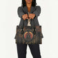 Atum Ancient Egyptian Leather Bag with Dark Hieroglyph Grid, Ouroboros Serpent Ring and The Final Serpent - African Pride