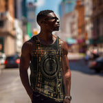 Atum Ancient Egyptian Men Tank Top with Dark Hieroglyph Grid, Ouroboros Serpent Ring and The Final Serpent - African Pride