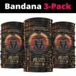 Atum Ancient Egyptian Neck Gaiter with Dark Hieroglyph Grid, Ouroboros Serpent Ring and The Final Serpent - African Pride