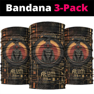 Atum Ancient Egyptian Neck Gaiter with Dark Hieroglyph Grid, Ouroboros Serpent Ring and The Final Serpent - African Pride