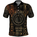 Atum Ancient Egyptian Polo Shirt with Dark Hieroglyph Grid, Ouroboros Serpent Ring and The Final Serpent - African Pride