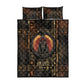 Atum Ancient Egyptian Quilt Bed Set with Dark Hieroglyph Grid, Ouroboros Serpent Ring and The Final Serpent - African Pride
