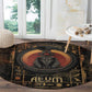 Atum Ancient Egyptian Round Carpet with Dark Hieroglyph Grid, Ouroboros Serpent Ring and The Final Serpent - African Pride